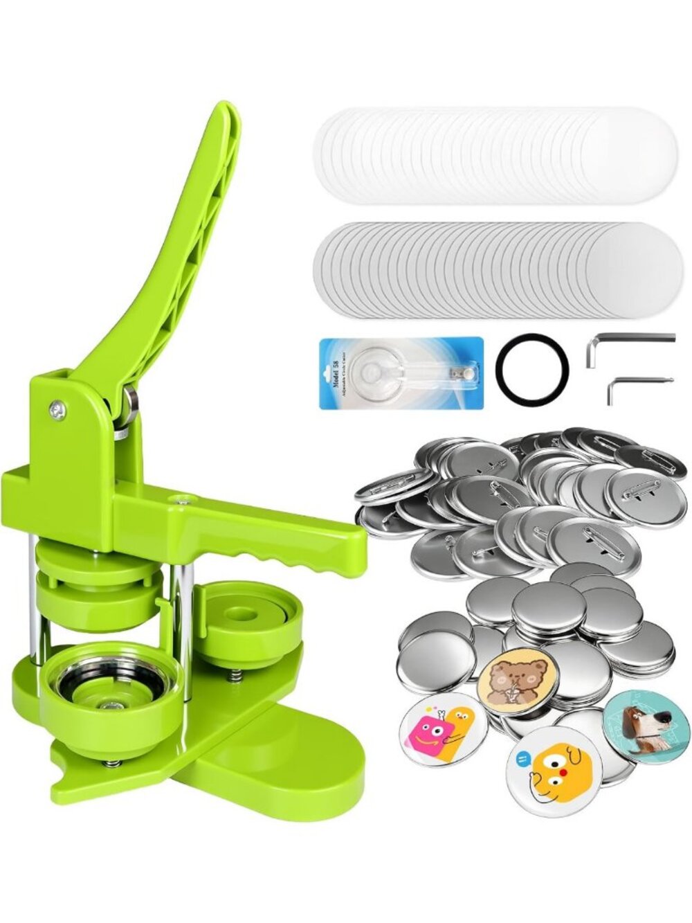 DIY Button Maker Kit - 58mm Press with 100 Supplies for Custom Badges & Crafts